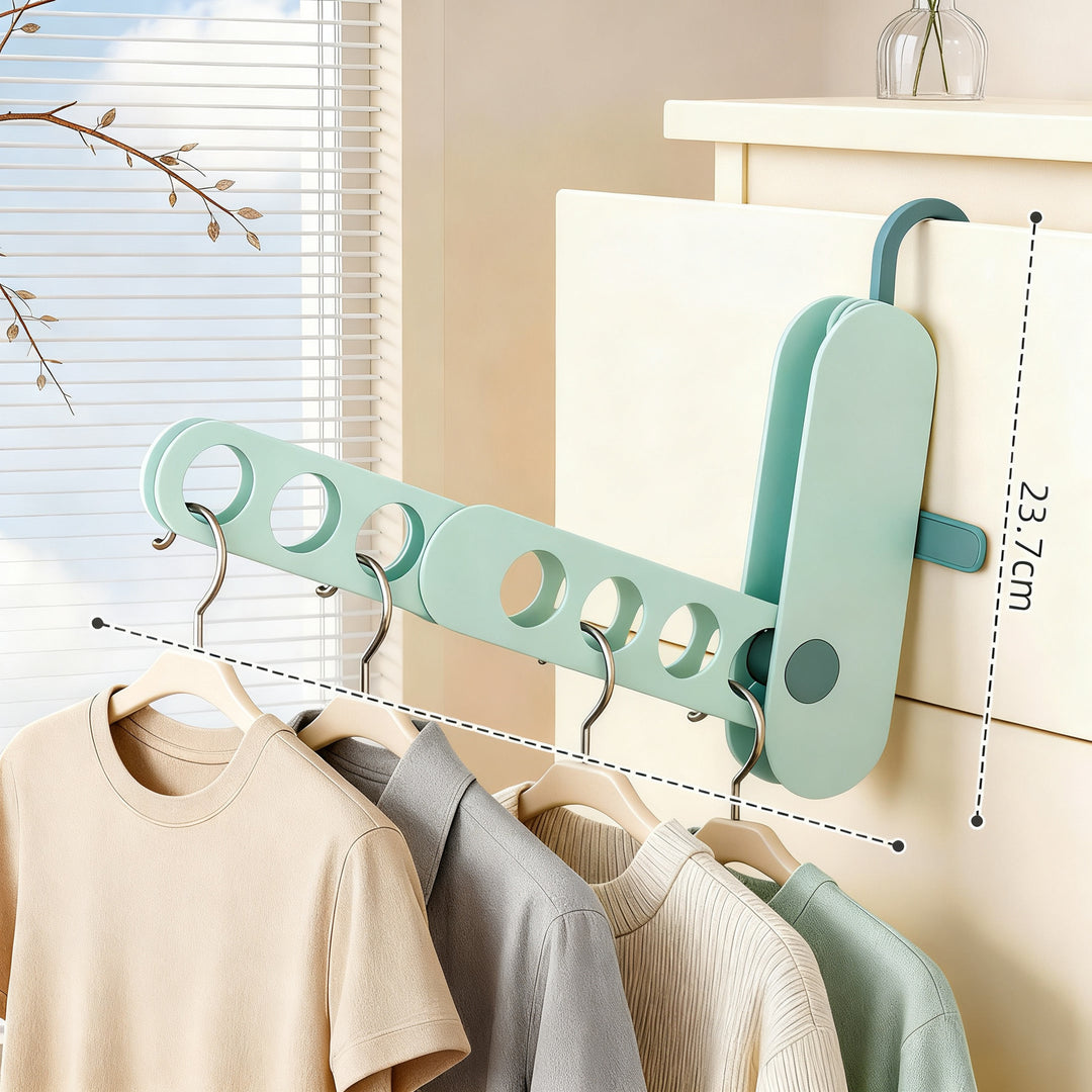 Foldable laundry rack made of plastic, 7 hooks