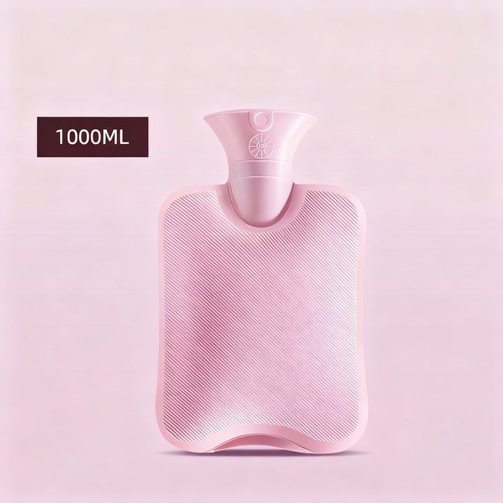 Hot water bottle with plush cover, 1000–2000 ml
