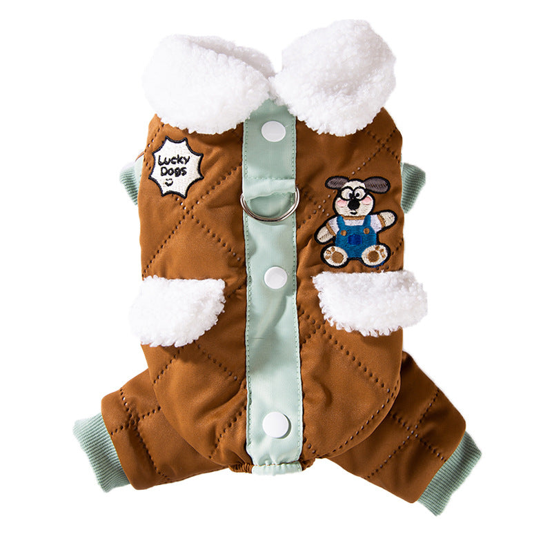 Winter jacket for small dogs with pockets and leash