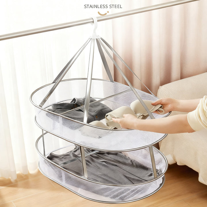 Multi-layer laundry drying nets with edging