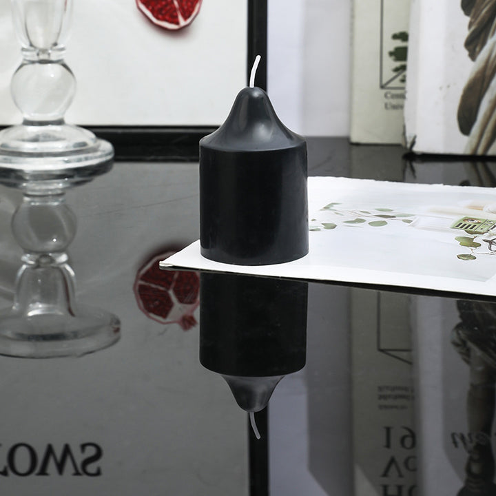 Black scented candle, cylinder with tip, 5×5 to 5×20 cm