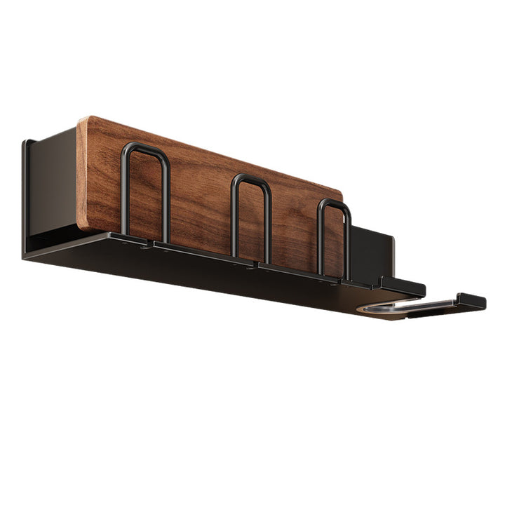 Toothbrush holder with hairdryer holder, wall-mounted