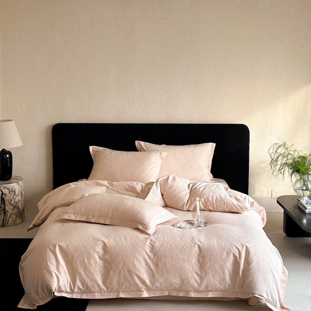 Cotton bedding set, 4-piece, jacquard