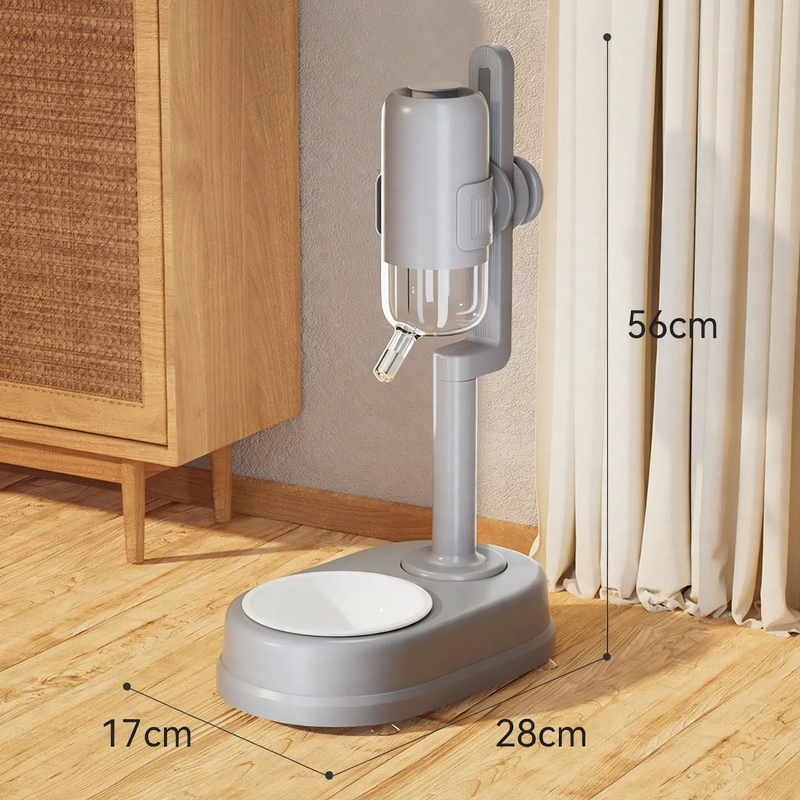 Upright double feeding bowl made of stainless steel