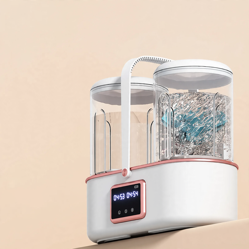 Portable double washing machine with battery, wireless