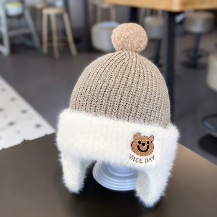 Children's hat with earflaps, knitted, warm
