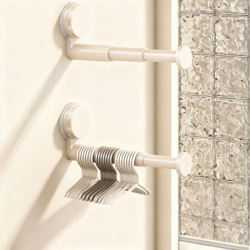 Telescopic clothes rail with suction cup