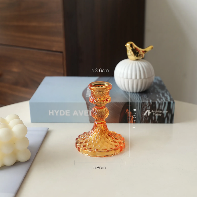 Colored glass candle holders, Nordic design
