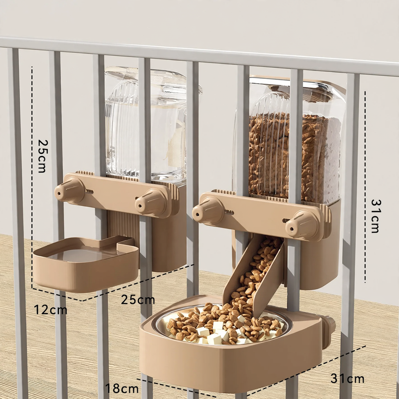 Hanging feeder and water bowl for pets