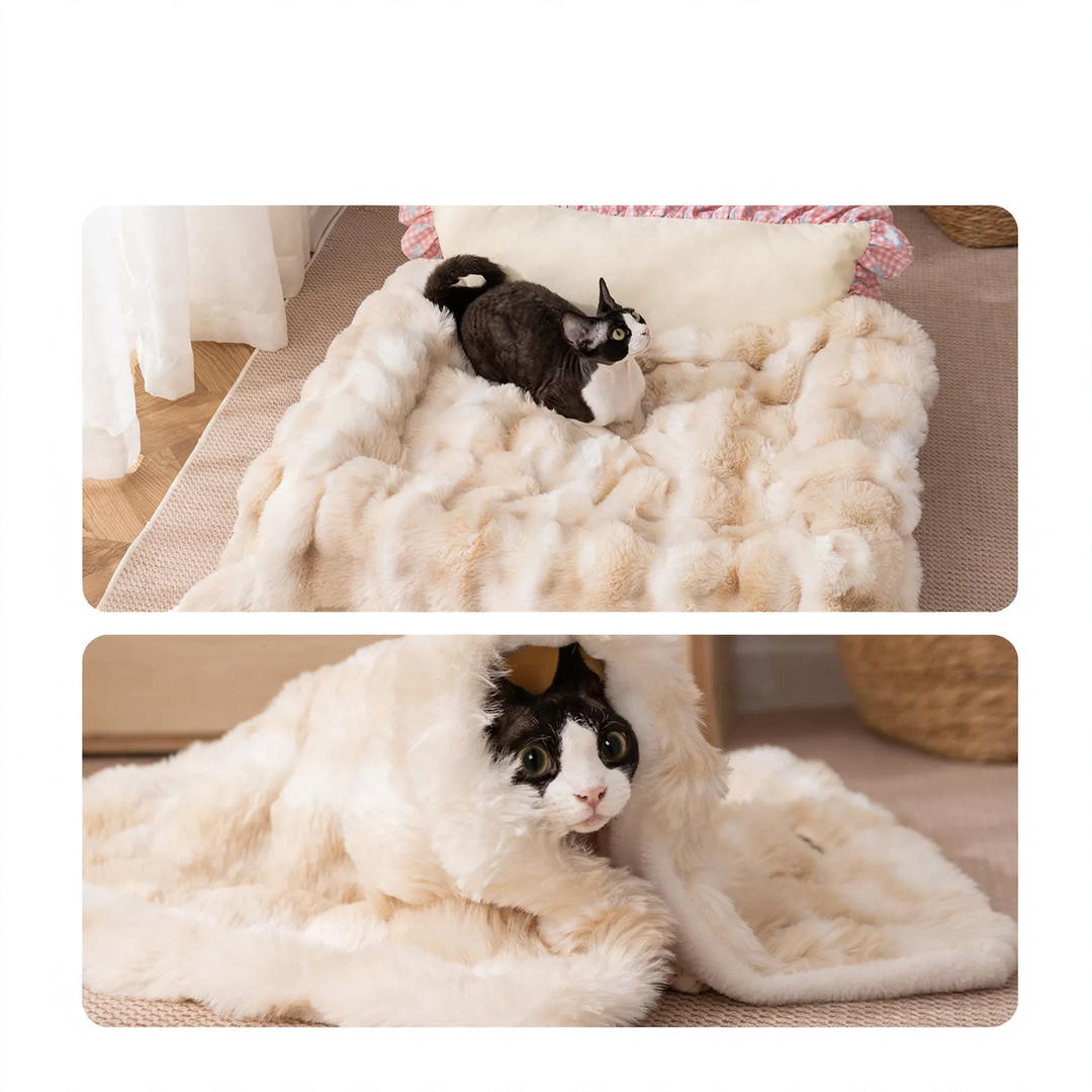 Rabbit fur pet blanket with tie-dye pattern