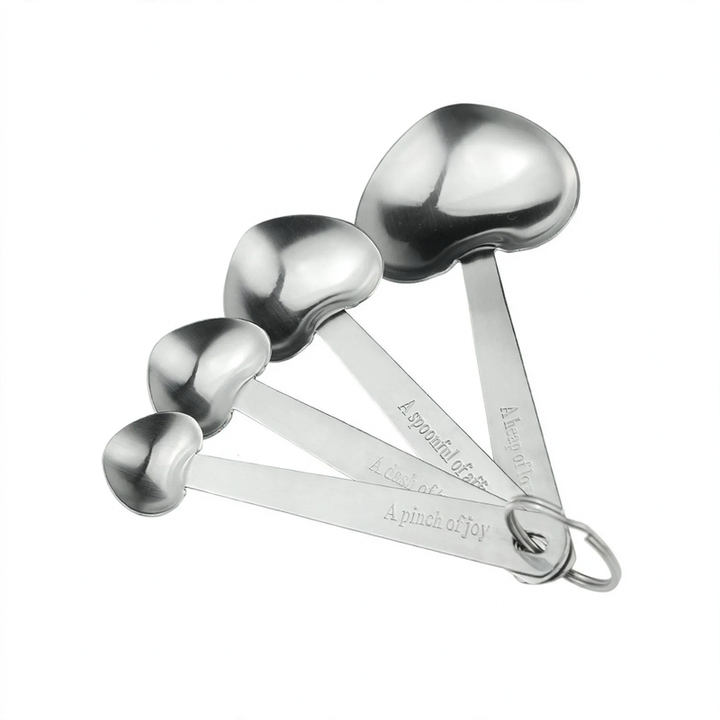 4-piece set measuring spoons heart shape, stainless steel