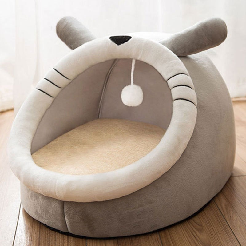 Cat bed, semi-enclosed, washable, year-round