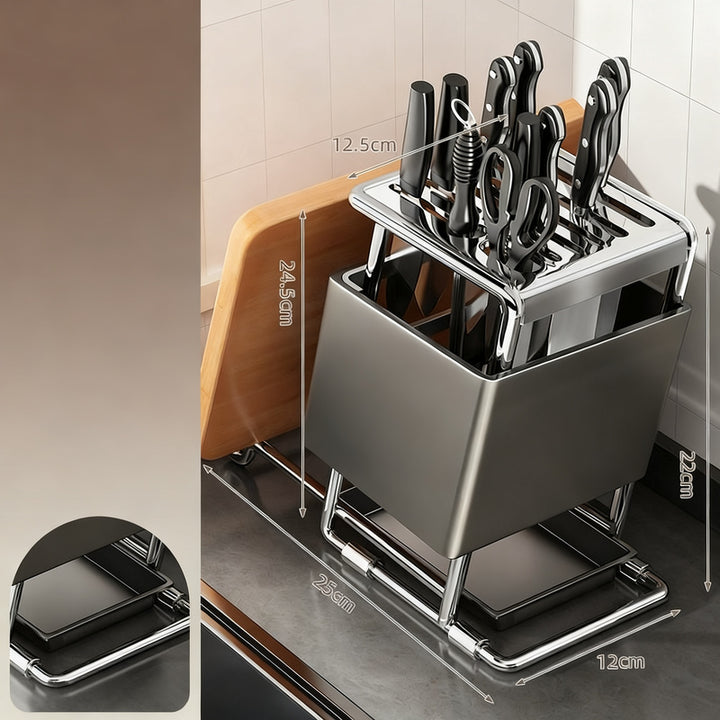 Multifunctional knife block set made of stainless steel
