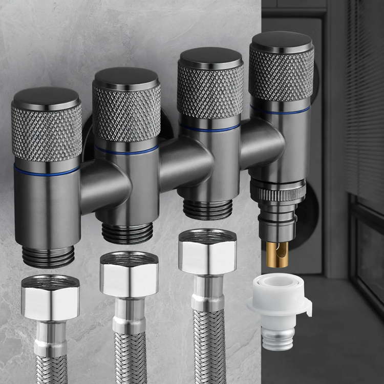 Two-way corner valve for washing machine, stainless steel