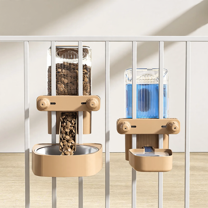 Hanging feeder and water bowl for pets