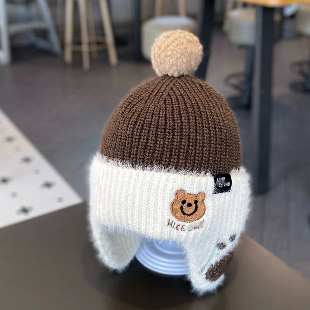 Children's hat with earflaps, knitted, warm