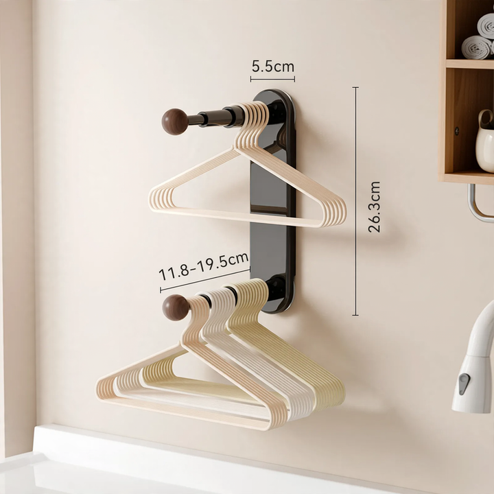 Wall-mounted laundry hanger, extendable, no drilling