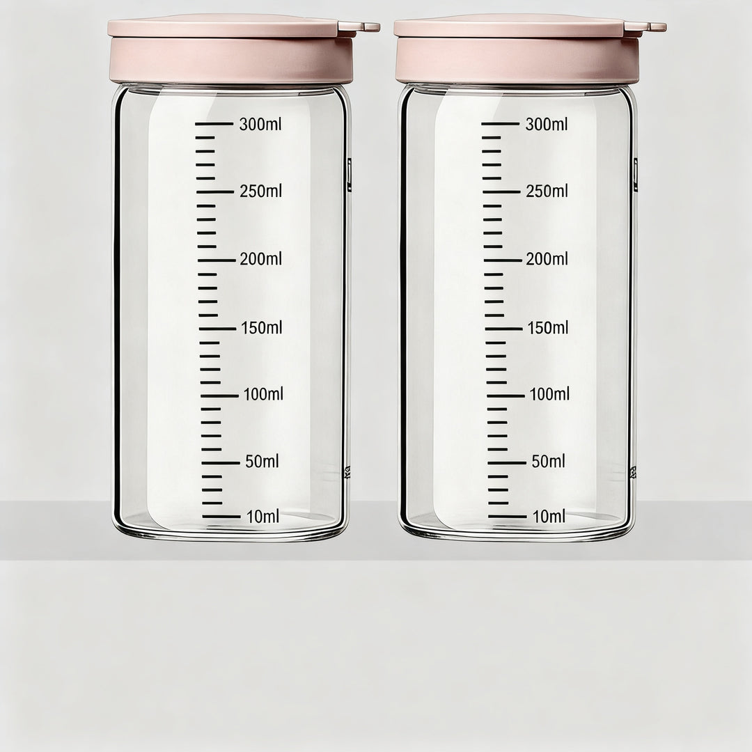 Borosilicate glass storage jar with measurement scale