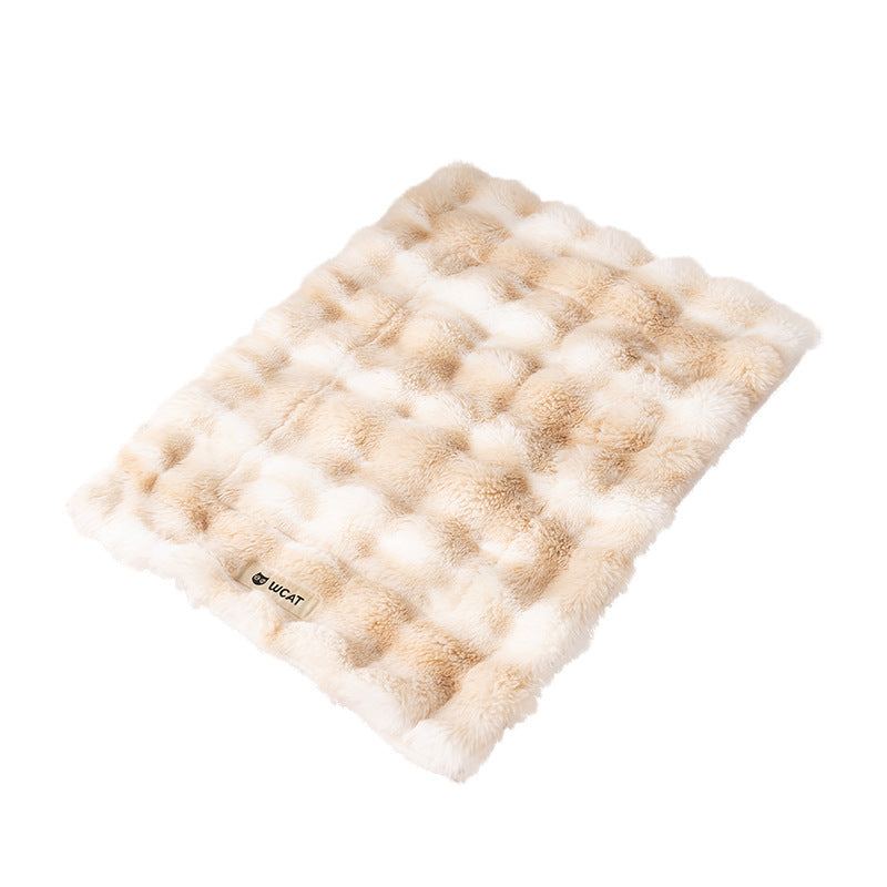 Rabbit fur pet blanket with tie-dye pattern