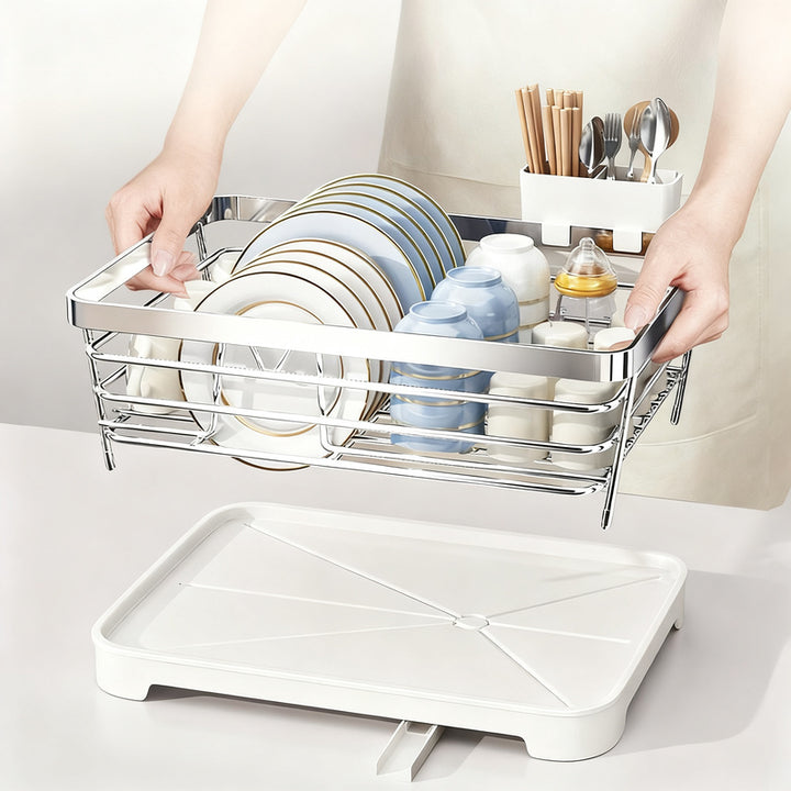 Stainless steel draining basket for dishes