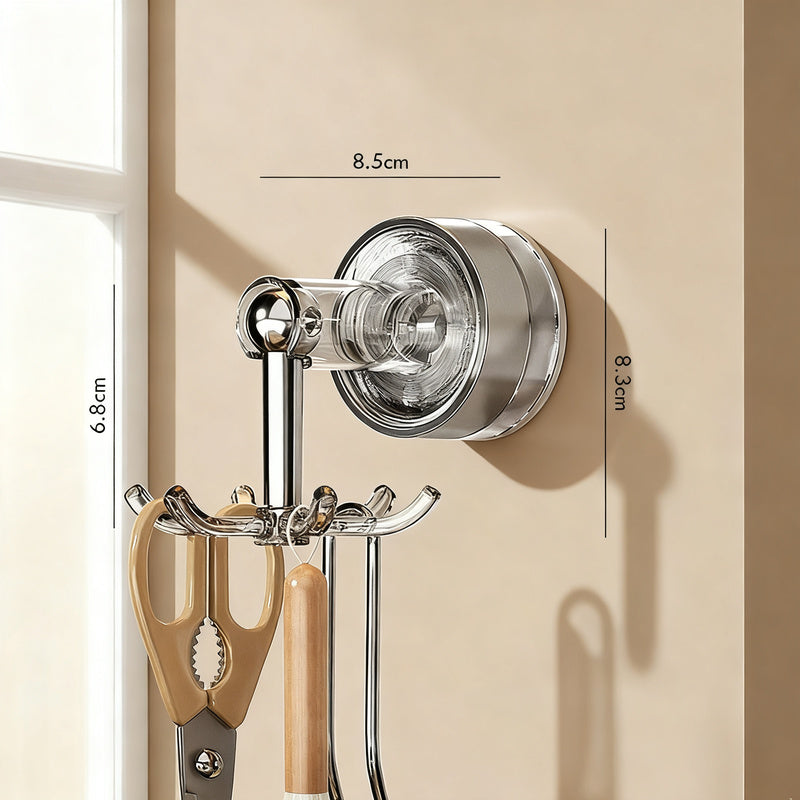 Suction cup wall hooks with six hooks, rotatable