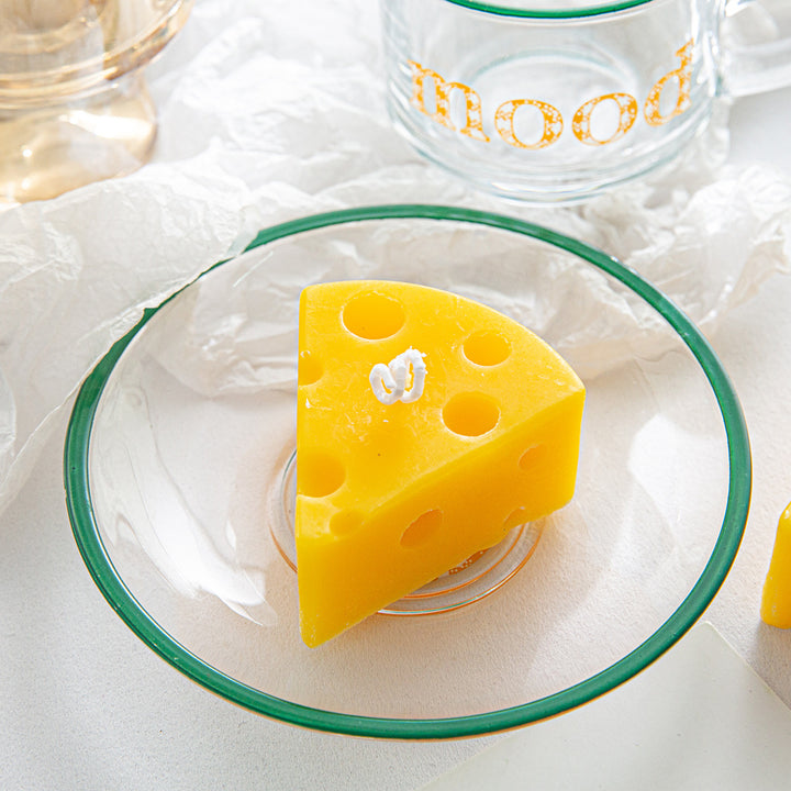 Scented candle in cheese shape made of soy wax