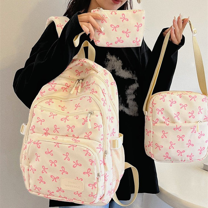 Three-piece backpack set made of nylon, large and versatile