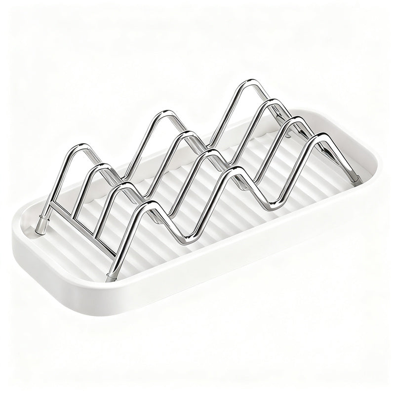 Soap dish made of stainless steel with shelf