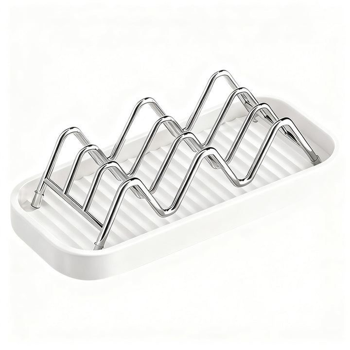 Soap dish made of stainless steel with shelf