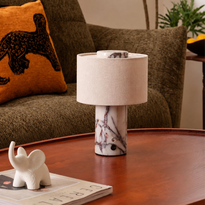 Marble table lamp model 1011, rechargeable or mains-powered