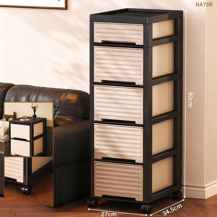 Plastic storage cabinet, multi-layer, with wheels