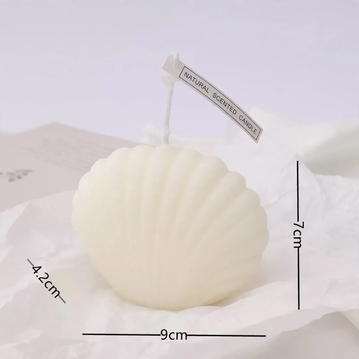 Nordic scented candle, shell shape, handcrafted