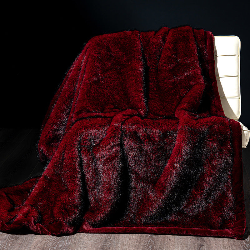 Fluffy faux fur blanket in luxury look