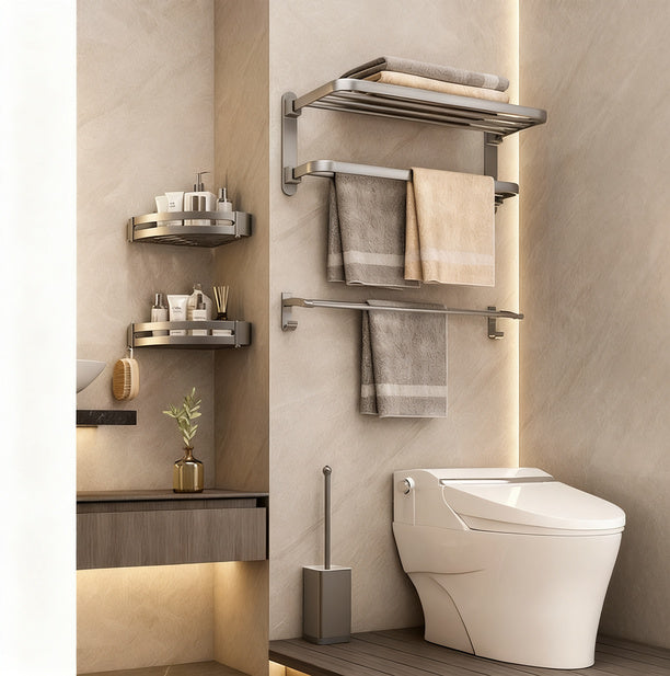 Aluminum towel holder, wall-mounted