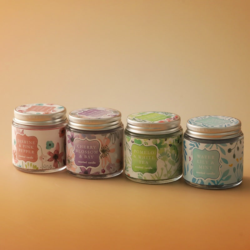 Scented candle made of soy wax, glass cup