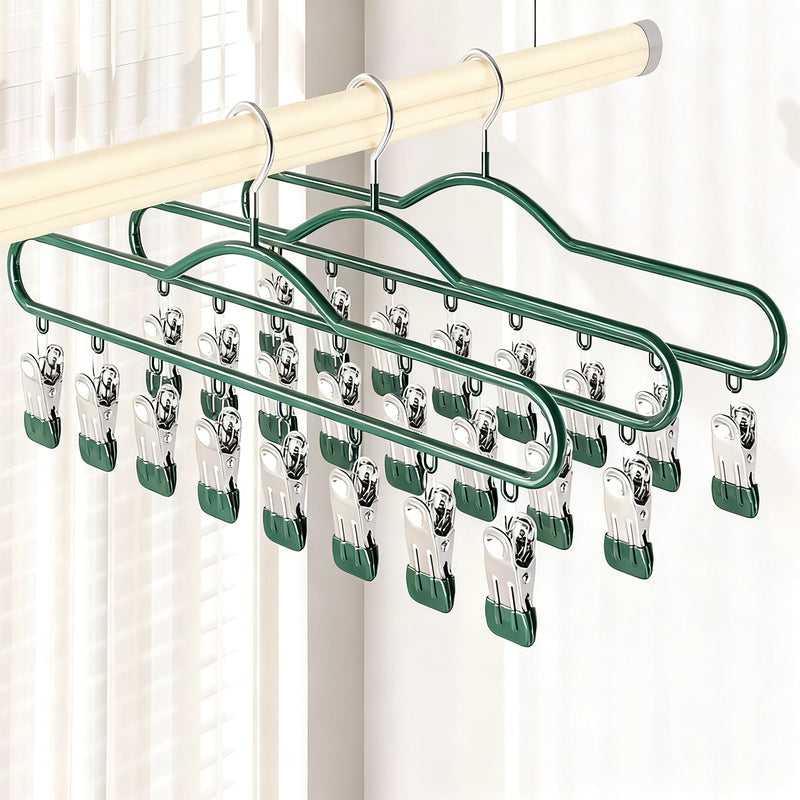 Sock and laundry rack with 8 clips made of iron