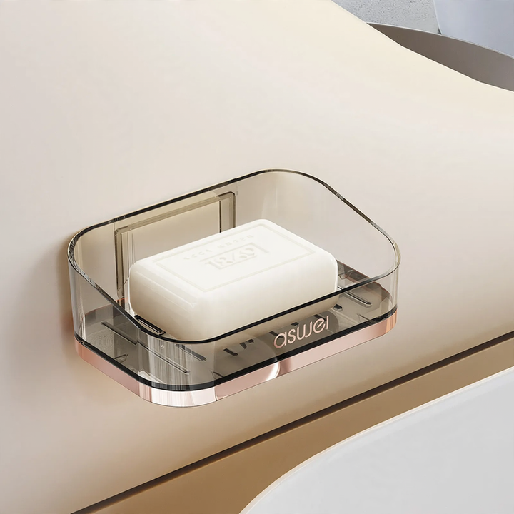 Wall-mounted soap dish with suction cup, stackable