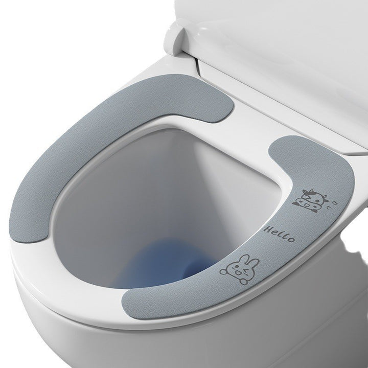 Plush toilet seat cover, self-adhesive
