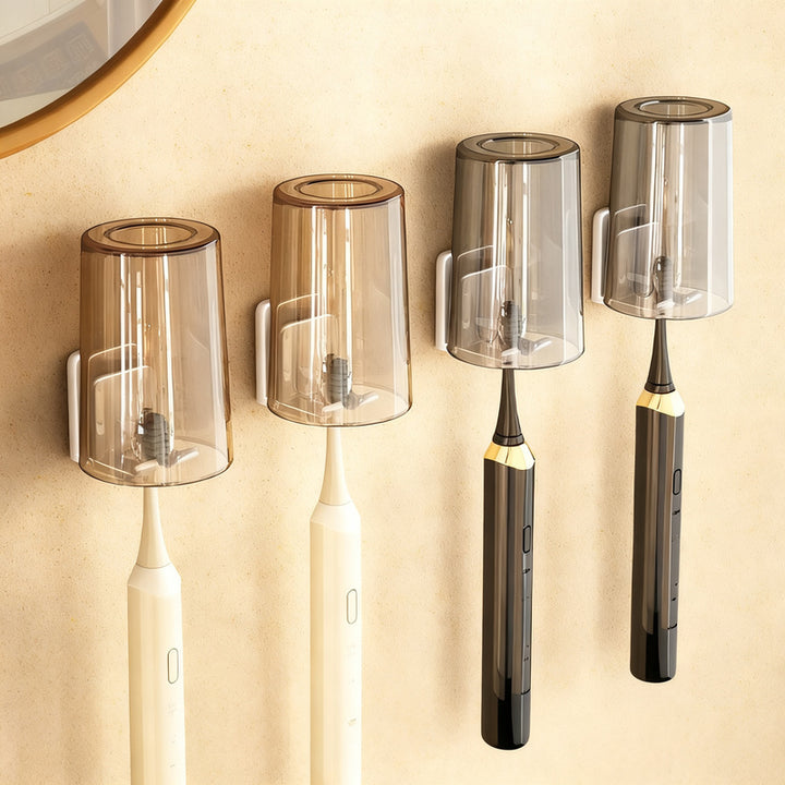 Toothbrush holder with lid, ABS, wall-mounted