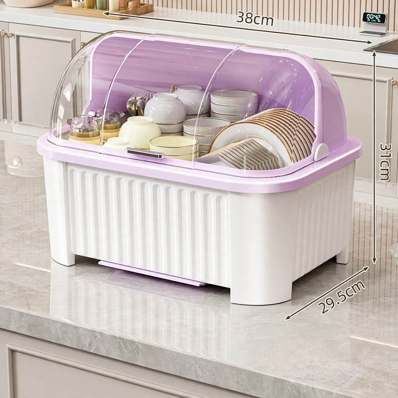 Plastic dish rack with shelf