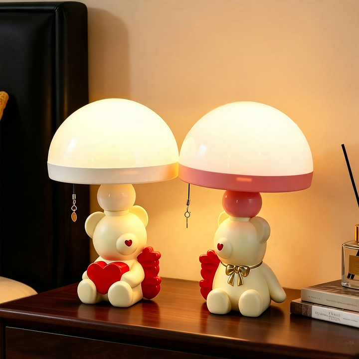 Nightstand lamp with motif, pull switch