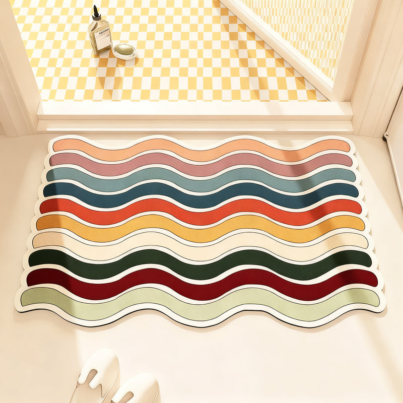 Rainbow bathroom mat, absorbent