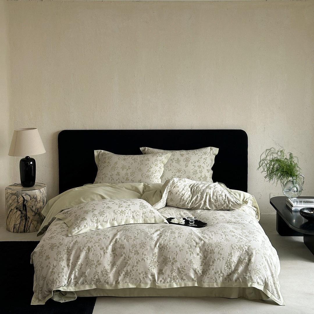 Cotton bedding set, 4-piece, jacquard