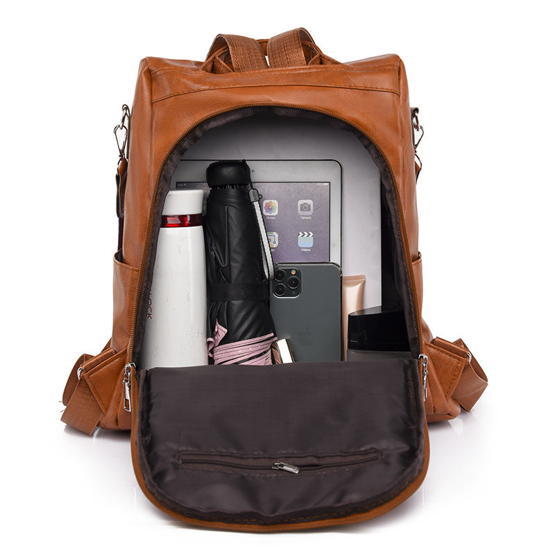 Travel backpack women, PU, waterproof, large capacity