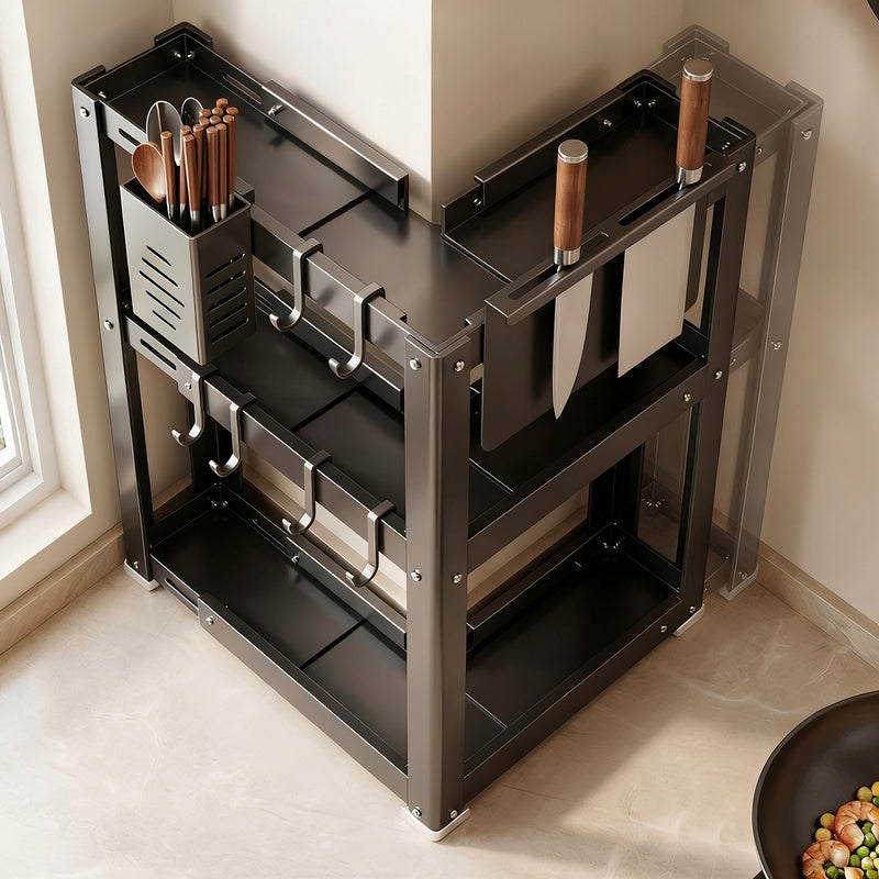 Wall shelf for kitchen, carbon steel, 2–3 tiers