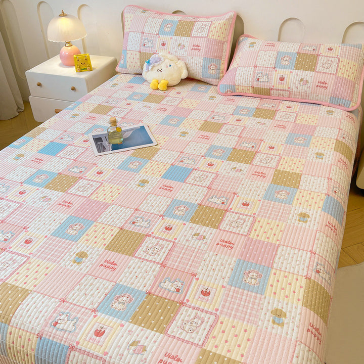 Cotton bedspread with baby fleece, 3-piece