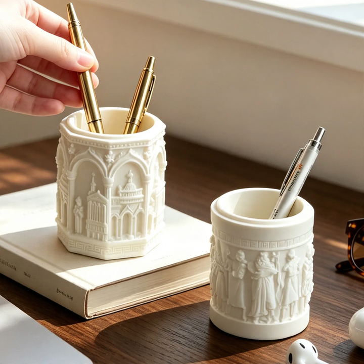 Marker holder with Roman flat relief design