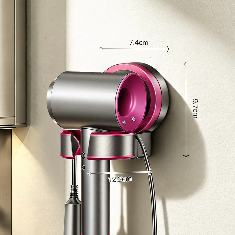 Hairdryer holder with suction cup, rotatable