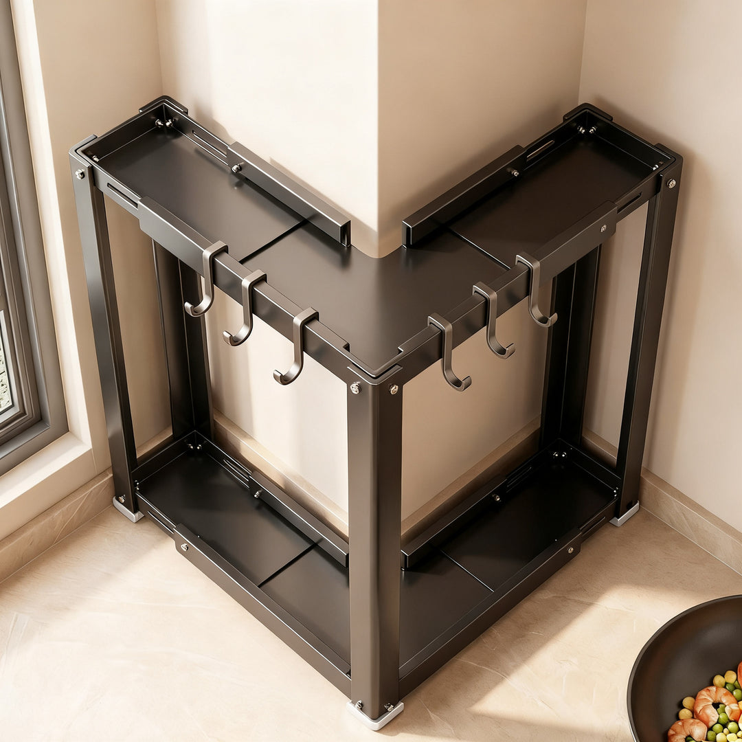 Corner shelf for kitchen, carbon steel, 2–3 levels