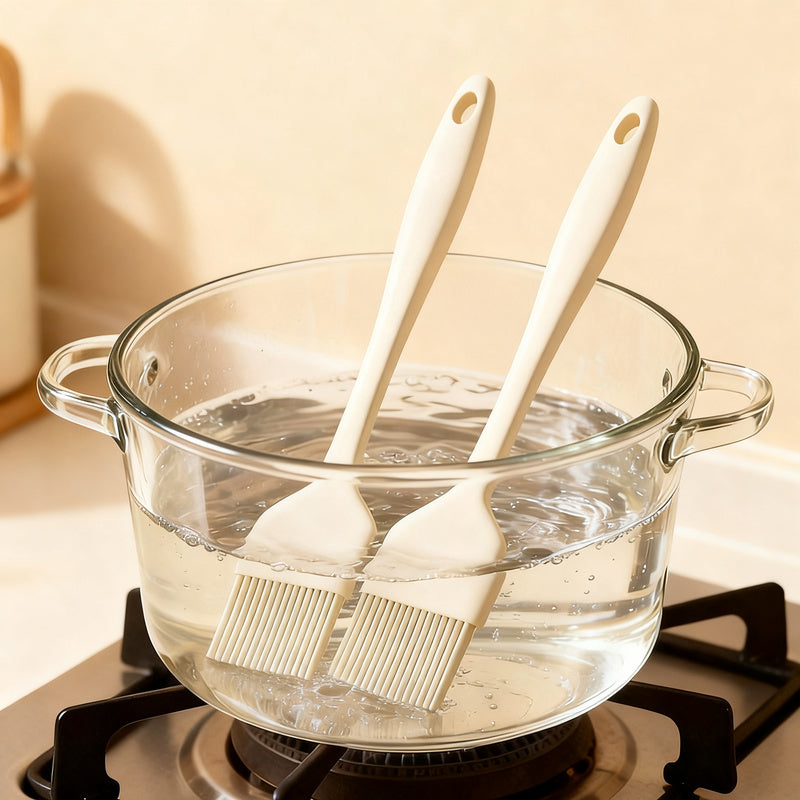 Silicone oil brush with wooden handle